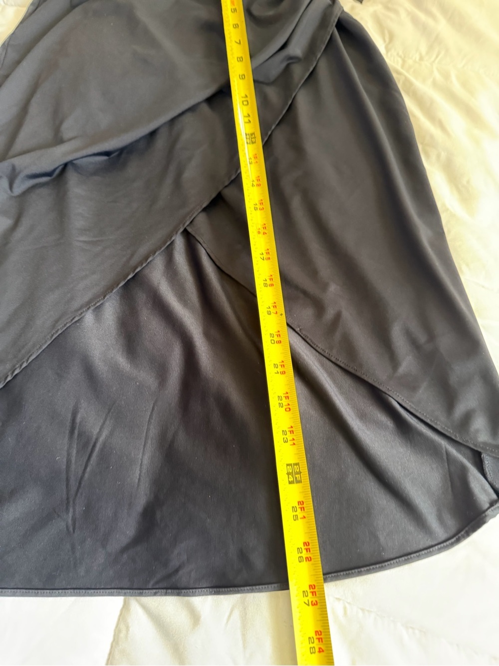 Carmen Marc Valvo Black Tulip-Overlap Midi Skirt swim cover - Picture 5 of 5